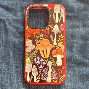 Casetify Red Mushroom Garden Illustrated iPhone 14 Pro Case